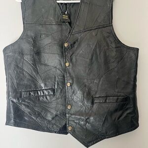 Men's Black Leather Vest